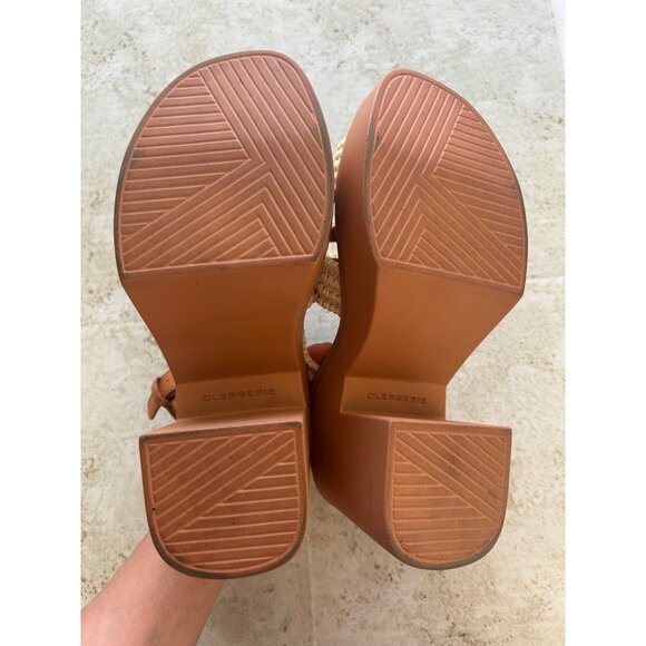 Clergerie Paris Natsu Platform Woven Raffia Block Heel Slingback Sandals Sz 38.5 - Picture 9 of 13